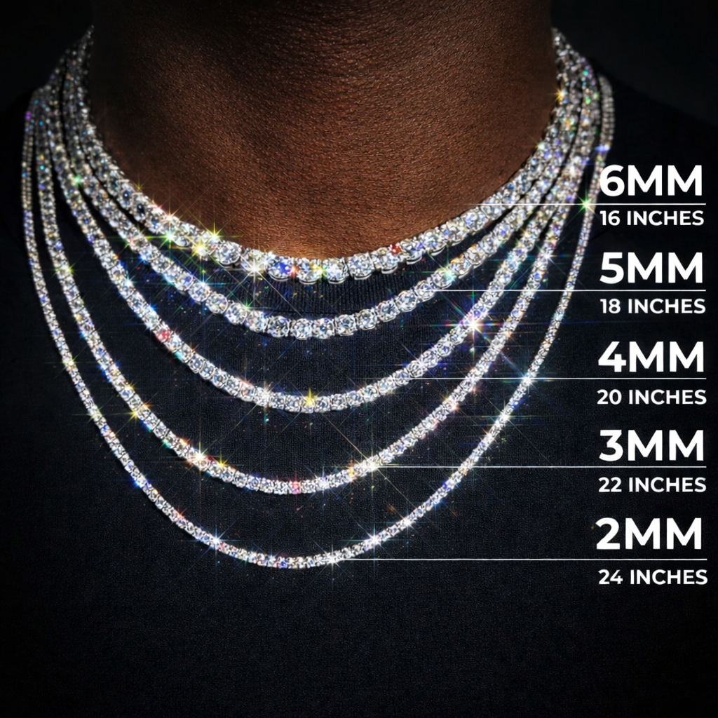 925 Sterling Silver Moissanite 3mm Stone Tennis Necklace