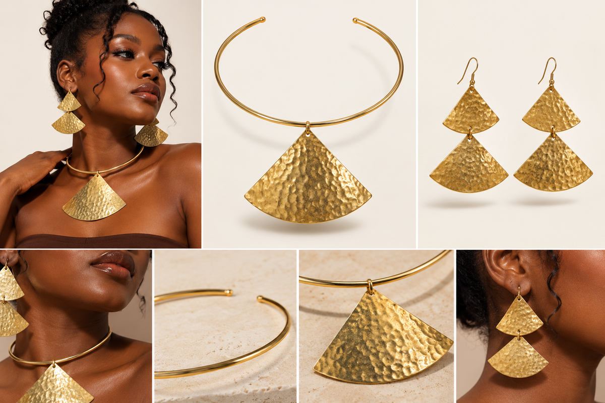 Large Triangle Necklace & Earring Set