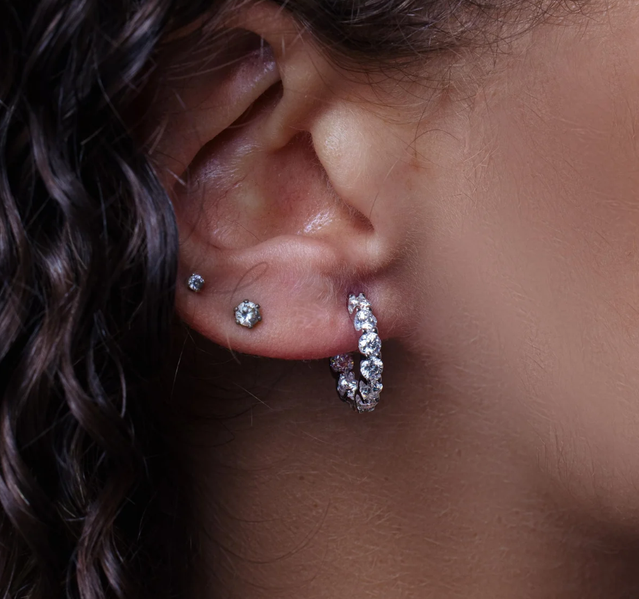 Moissanite Stone Hoop Earrings