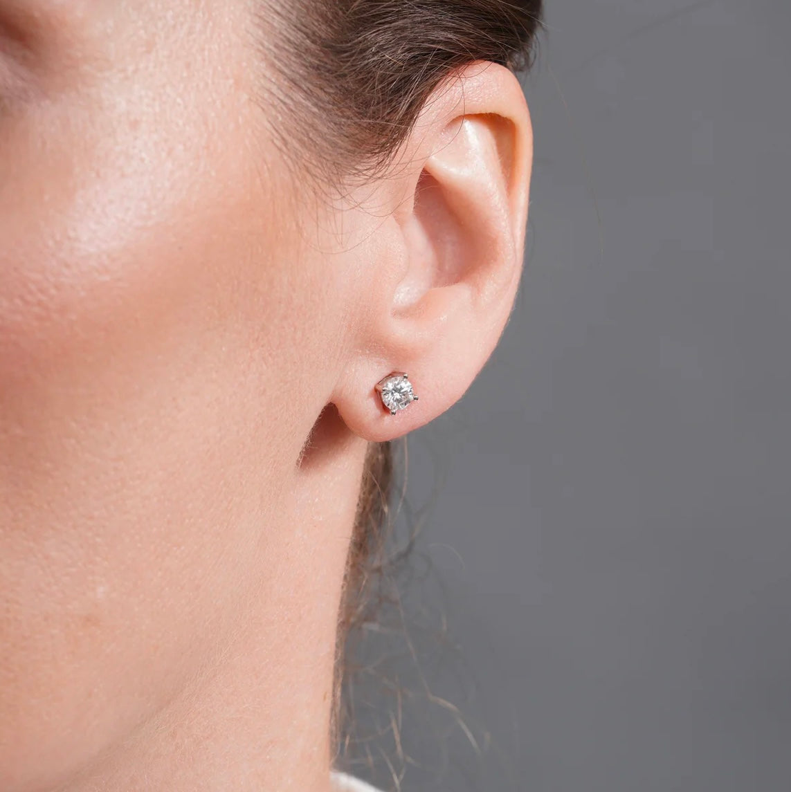 925 Sterling Silver Round Moissanite Studded 5mm Stud Earring