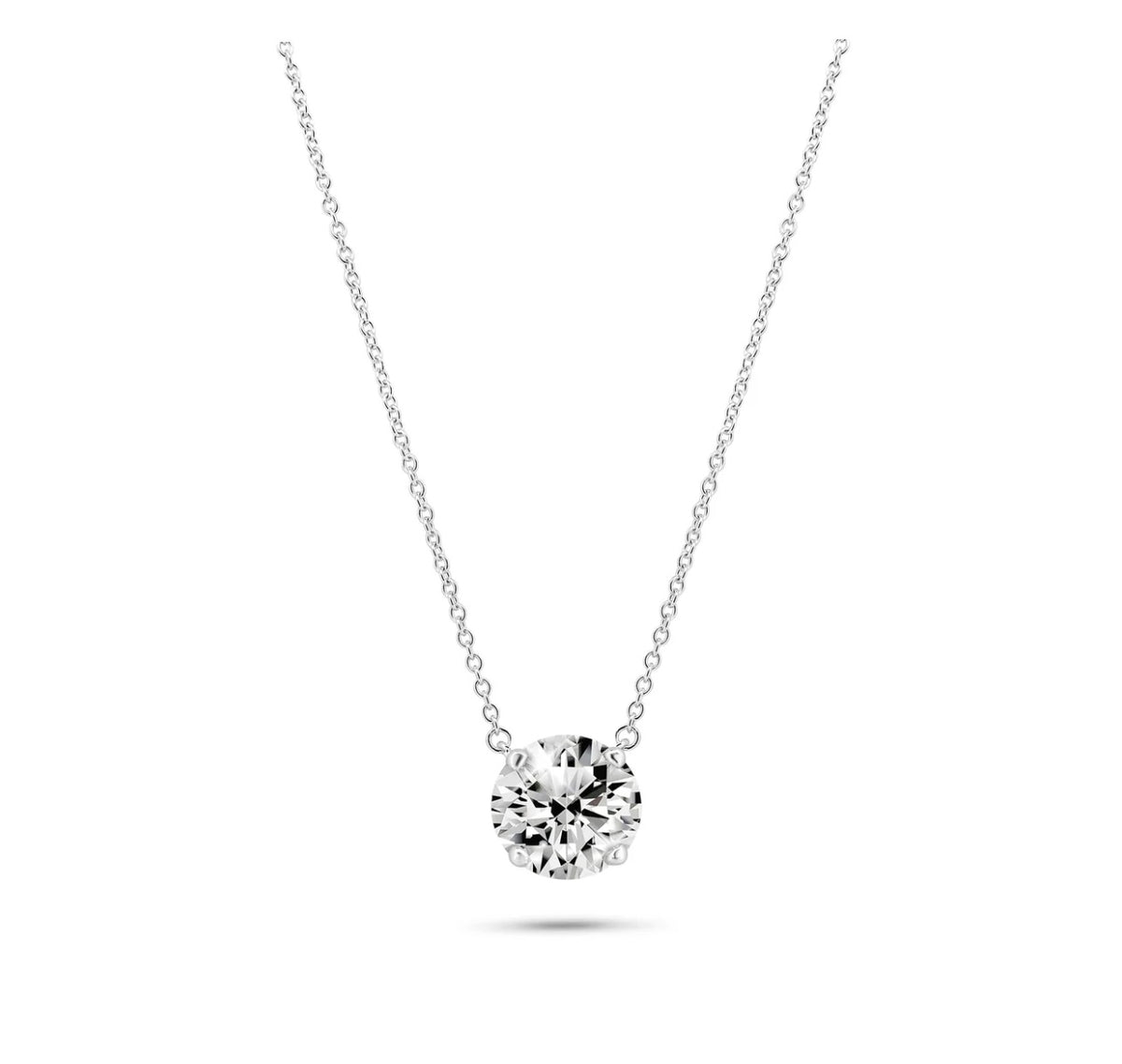 925 Sterling Silver Moissanite Solitaire Stone Necklace