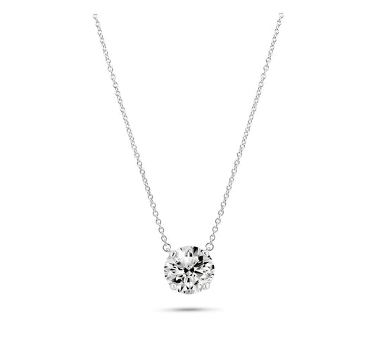 925 Sterling Silver Moissanite Solitaire Stone Necklace