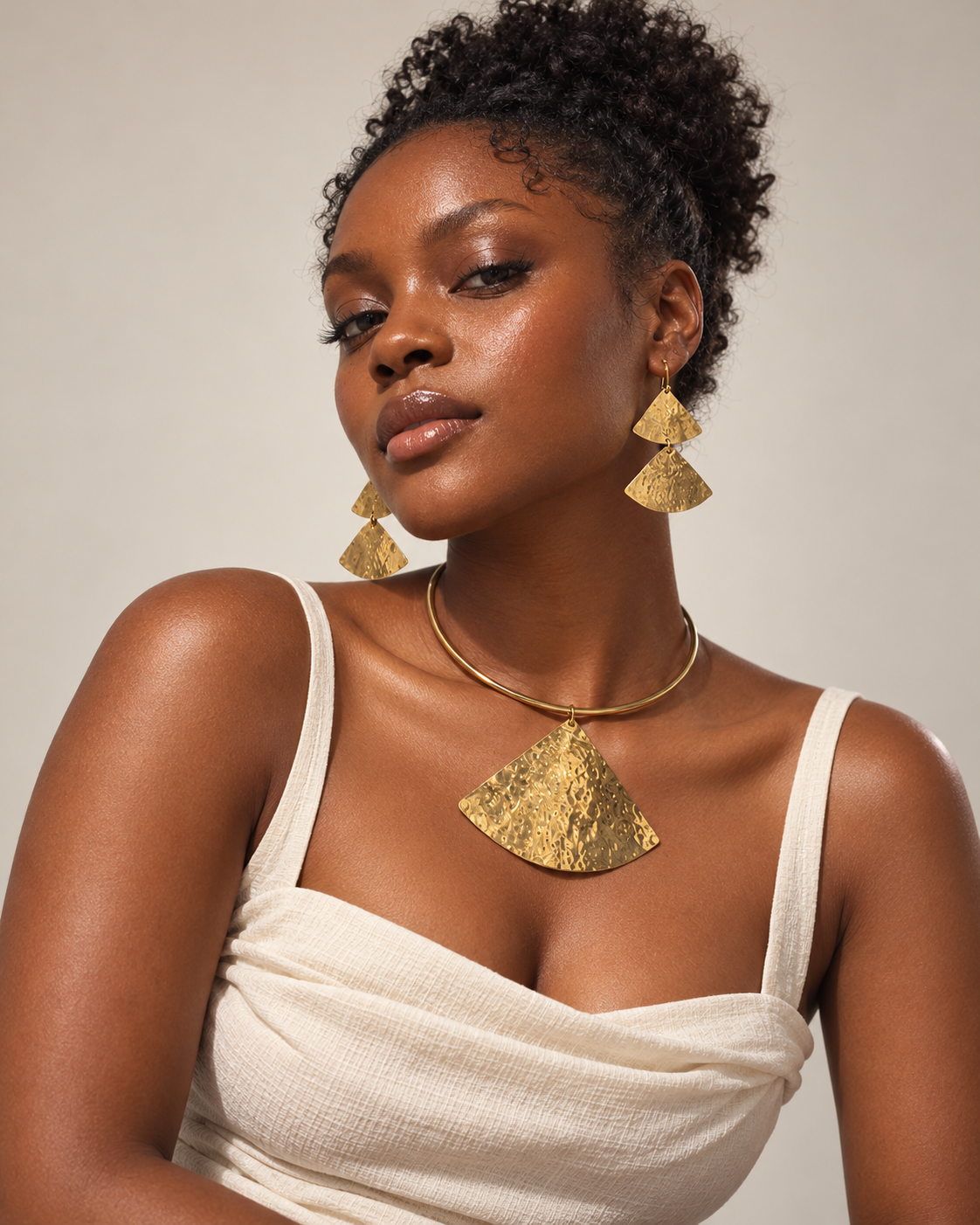 Large Triangle Necklace & Earring Set