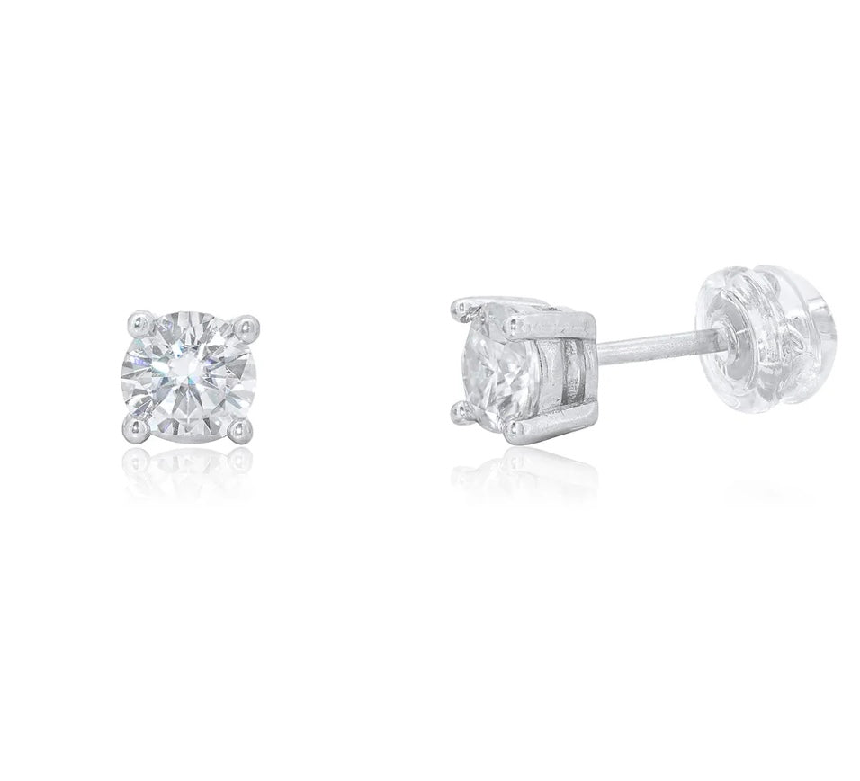 925 Sterling Silver Round Moissanite Studded 5mm Stud Earring