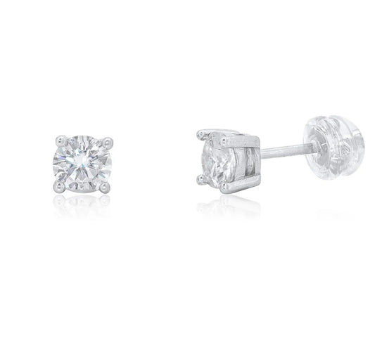 925 Sterling Silver Round Moissanite Studded 5mm Stud Earring