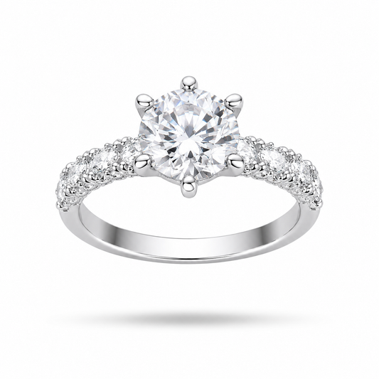 Moissanite 3.0 Ct Round Engagement Ring