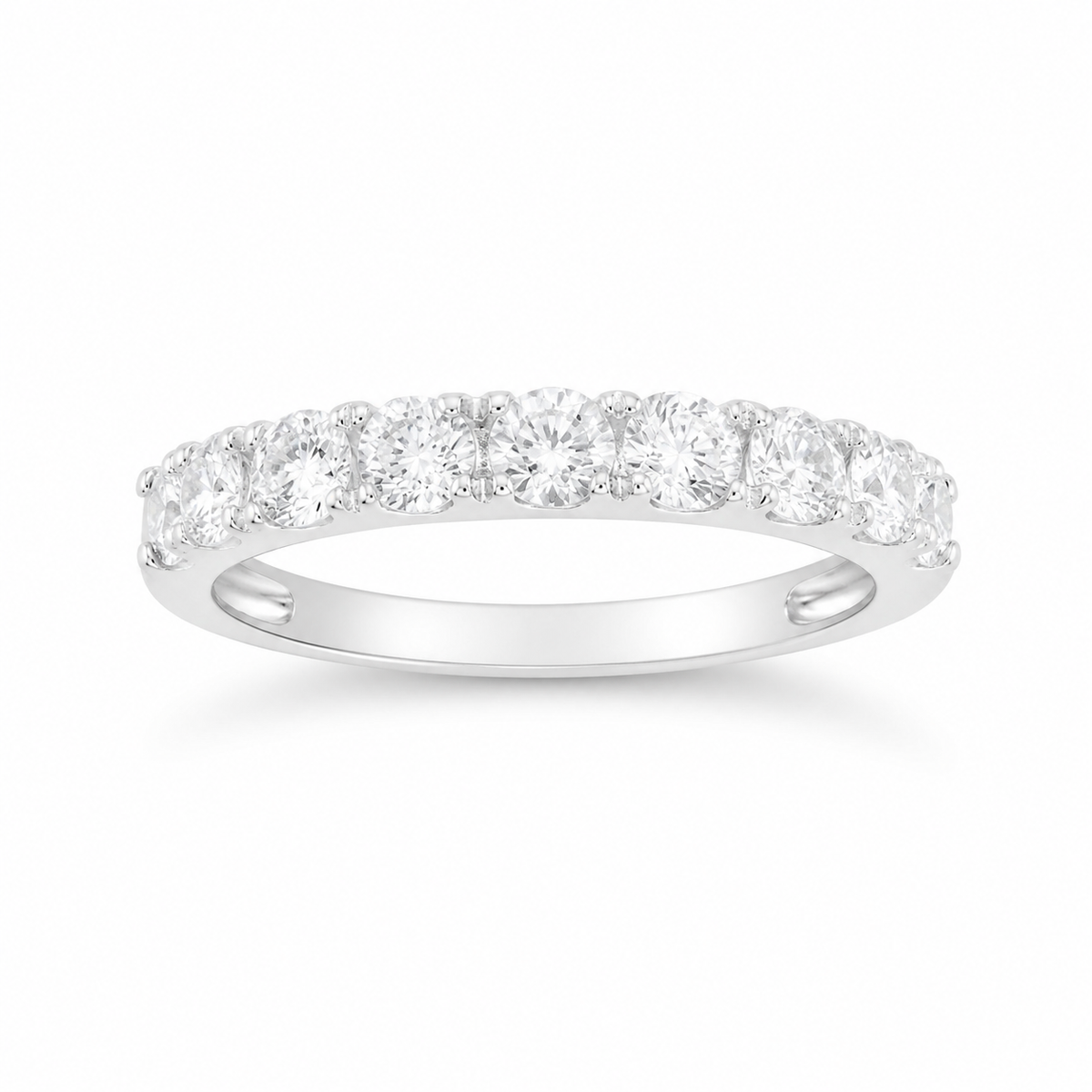 925 Sterling Silver Round Cut Moissanite Half Eternity 3mm Ring