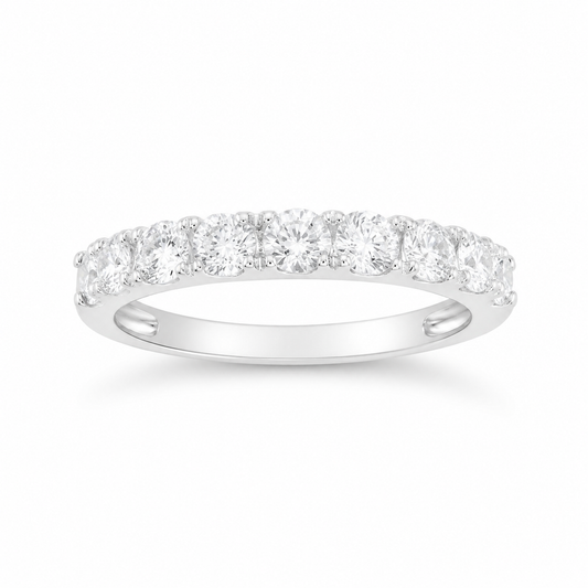 925 Sterling Silver Round Cut Moissanite Half Eternity 3mm Ring