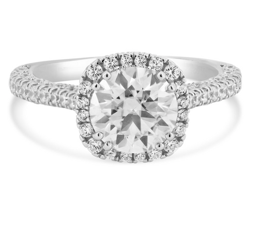 Rhodium Plated 925 Sterling Silver 2 Carat Moissanite Engagement Ring